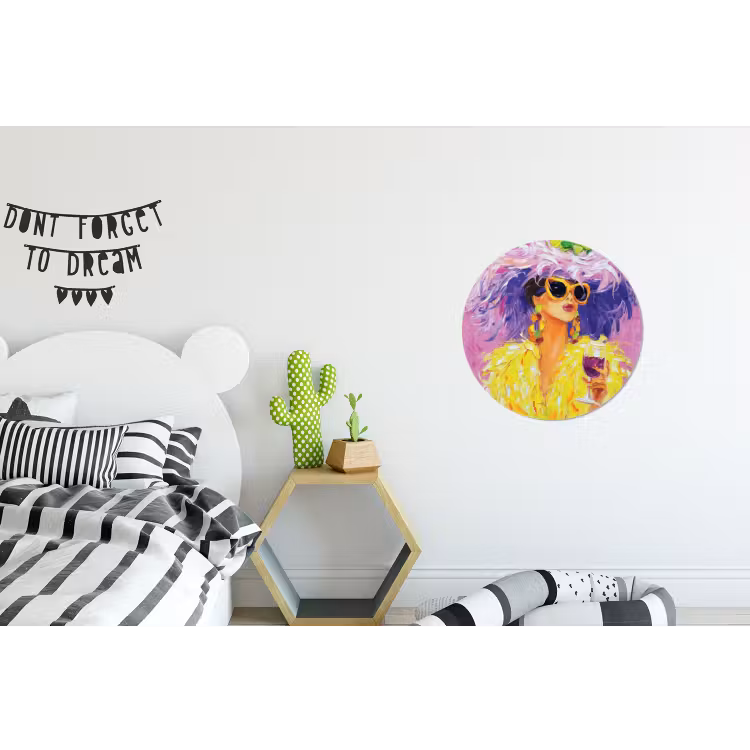 Zonnebril - Vrouw - Jas - Veren Wandcirkel aluminium klein -kinderkamer