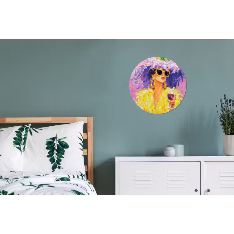 Zonnebril - Vrouw - Jas - Veren Wandcirkel aluminium klein -slaapkamer