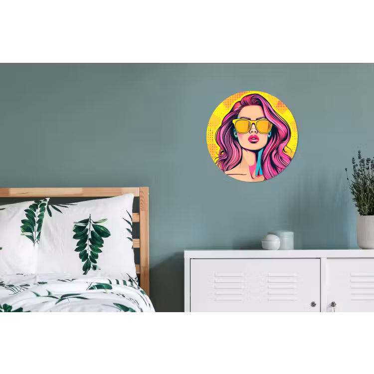 Zonnebril - Vrouw - Zonnig - Geel Wandcirkel aluminium klein -slaapkamer