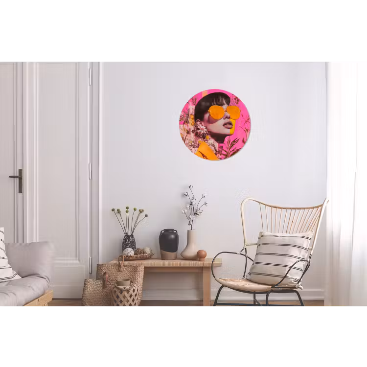 Zonnebril - Oranje - Vrouw - Planten Wandcirkel aluminium klein -woonkamer