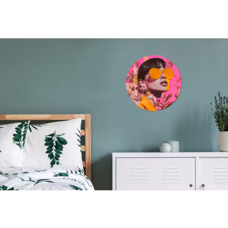 Zonnebril - Oranje - Vrouw - Planten Wandcirkel aluminium klein -slaapkamer