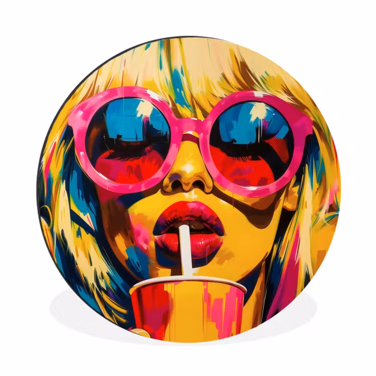 Zonnebril - Roze - Vrouw - Rietje Wandcirkel aluminium klein -3d