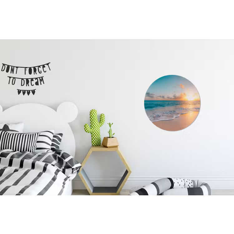 Zonsondergang - Strand - Zee - Zomer - Blauw Wandcirkel aluminium klein -kinderkamer