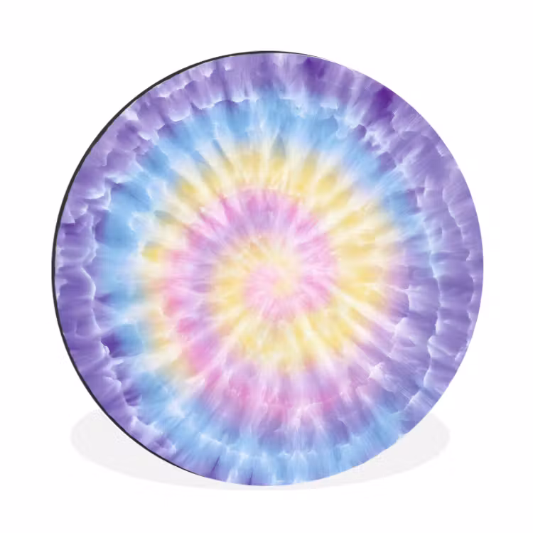 Spiraal - Tie dye - Pasteltinten Wandcirkel aluminium klein -3d
