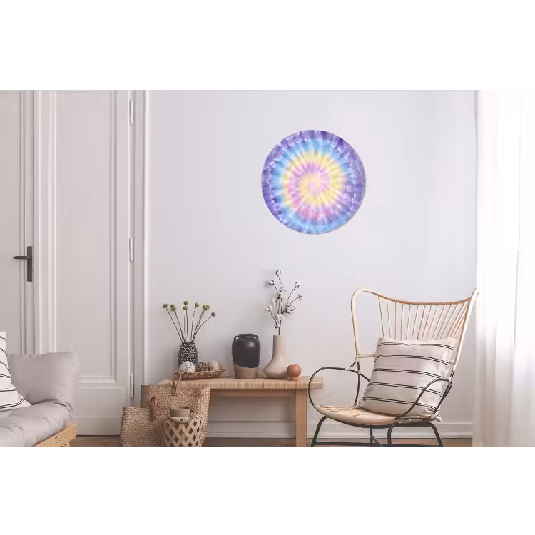Spiraal - Tie dye - Pasteltinten Wandcirkel aluminium klein -woonkamer