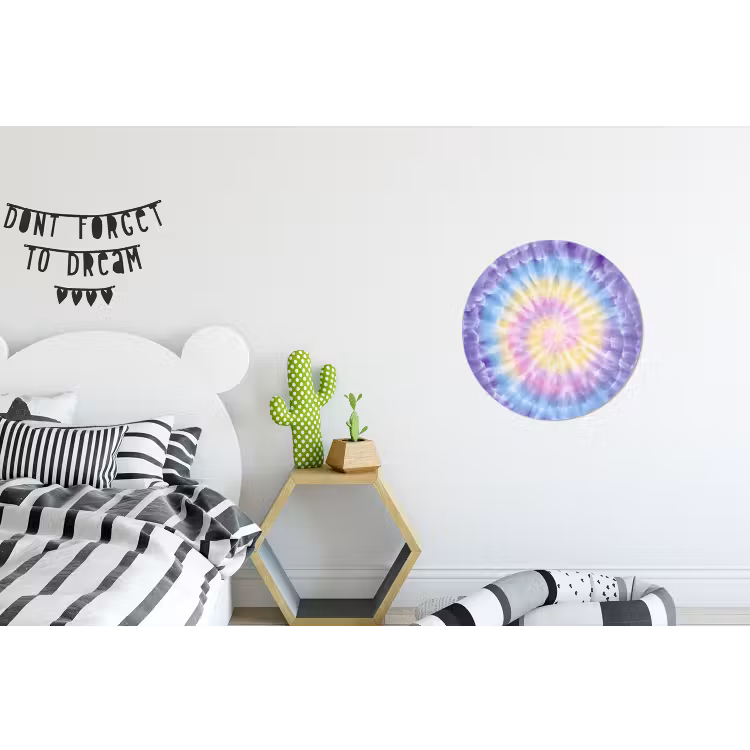 Spiraal - Tie dye - Pasteltinten Wandcirkel aluminium klein -kinderkamer