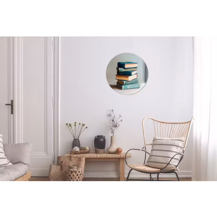 Stapel - Boeken - Groen - Daglicht Wandcirkel aluminium klein -woonkamer