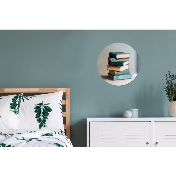 Stapel - Boeken - Groen - Daglicht Wandcirkel aluminium klein -slaapkamer
