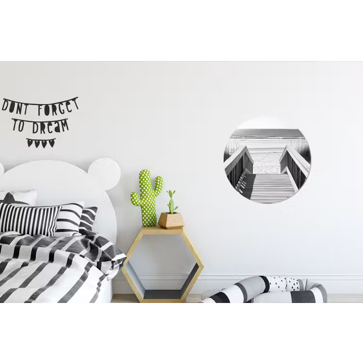Loopbrug - Hout - Strand - Zee Wandcirkel aluminium klein -kinderkamer