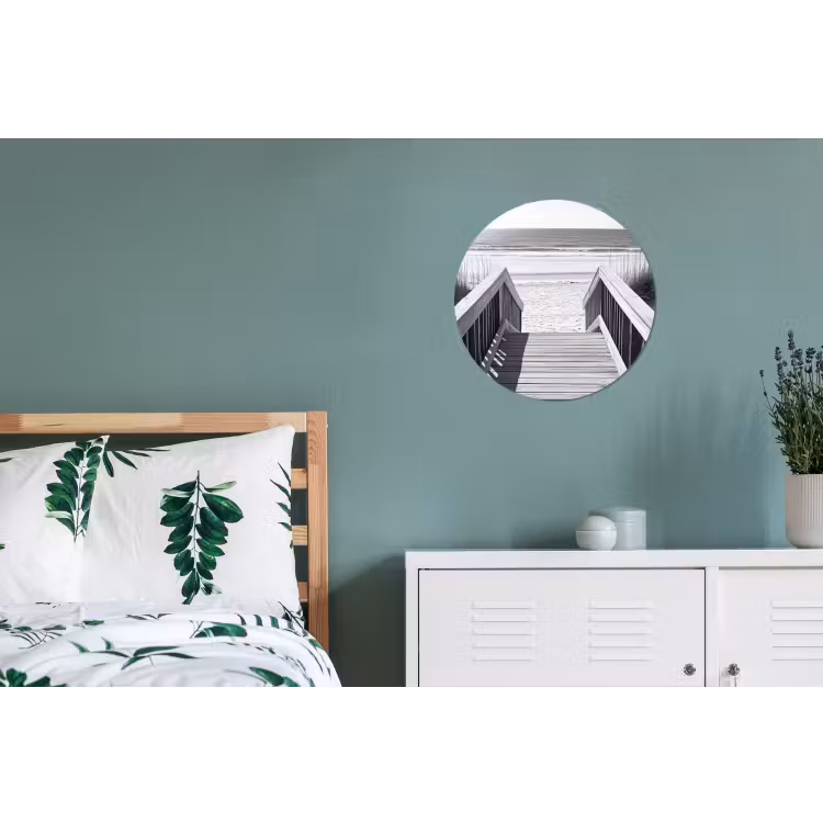 Loopbrug - Hout - Strand - Zee Wandcirkel aluminium klein -slaapkamer