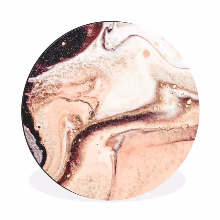 Steen - Marmer - Edelsteen - Abstract - Natuur - Roze Wandcirkel aluminium klein -3d