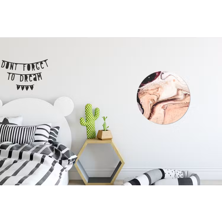 Steen - Marmer - Edelsteen - Abstract - Natuur - Roze Wandcirkel aluminium klein -kinderkamer