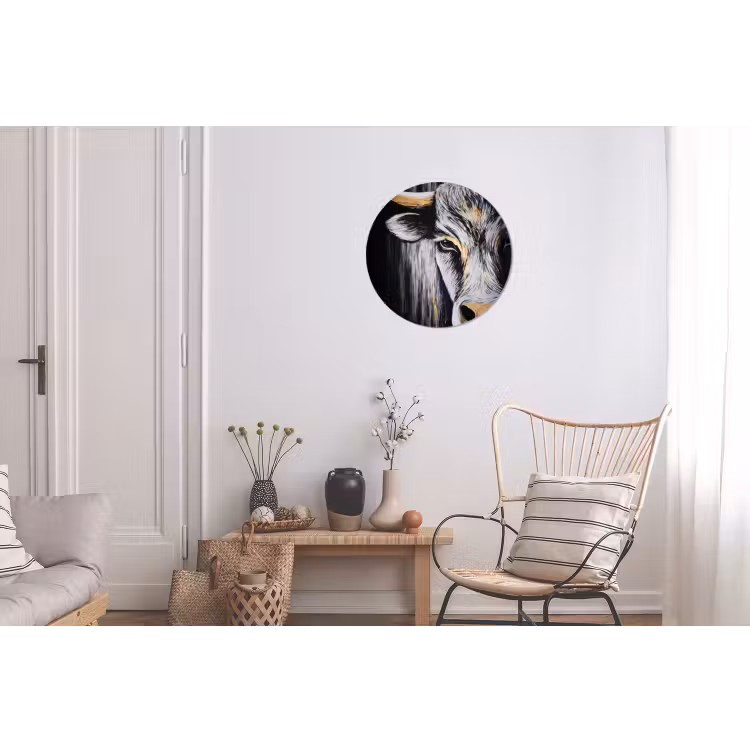 Stier - Hoorns - Snuit - Goud Wandcirkel aluminium klein -woonkamer
