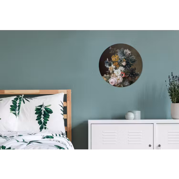 Stilleven met bloemen - Schilderij van Eelke Jelles Eelkema Wandcirkel aluminium klein -slaapkamer