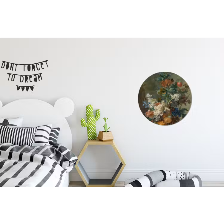 Stilleven met bloemen - Schilderij van Jan van Huysum Wandcirkel aluminium klein -kinderkamer