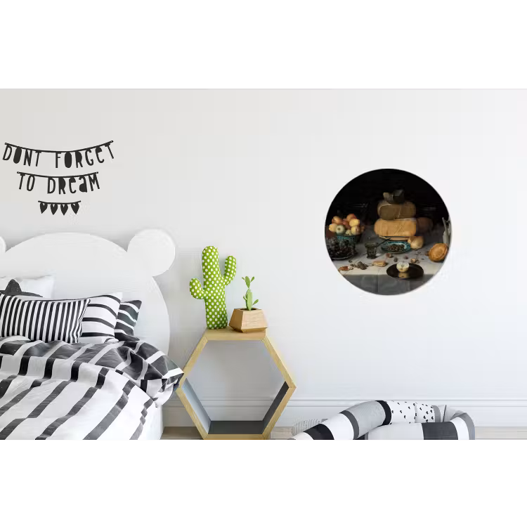Stilleven met kazen - Schilderij van Floris Claesz. van Dijck Wandcirkel aluminium klein -kinderkamer