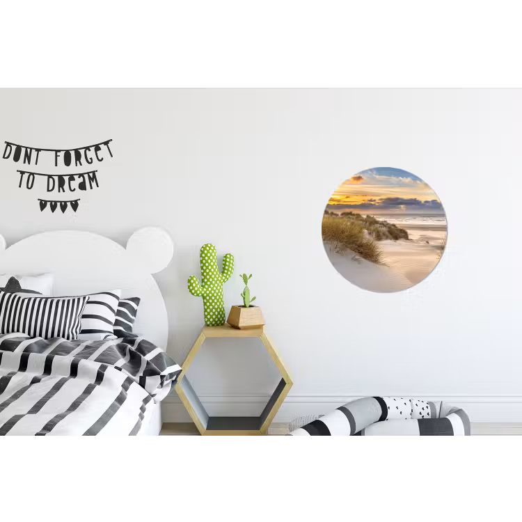 Strand - Duin - Gras - Zonsondergang - Zee Wandcirkel aluminium klein -kinderkamer