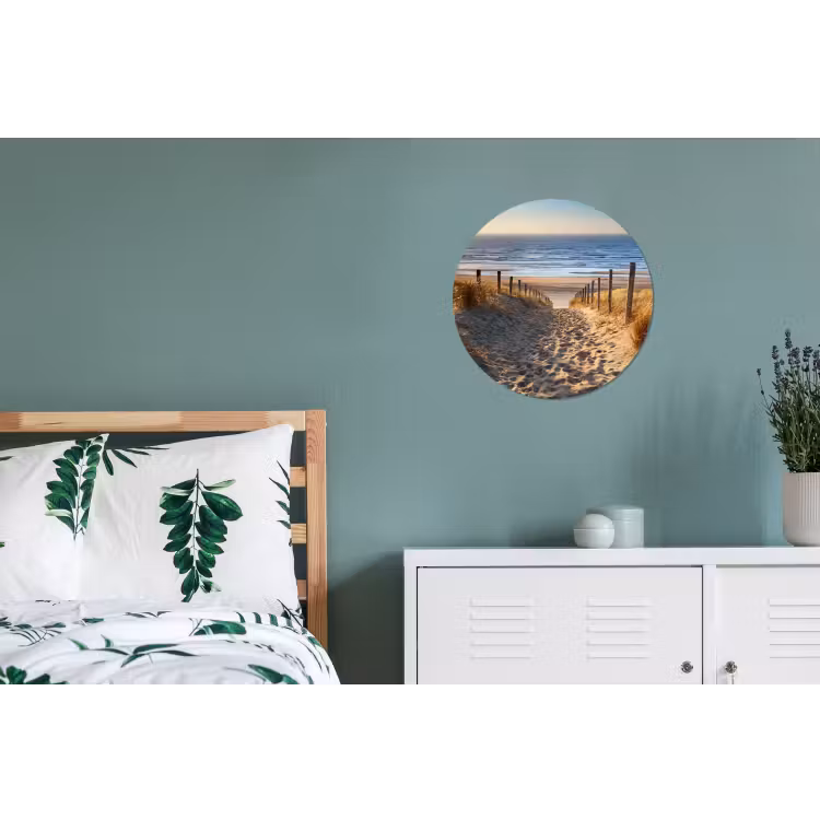 Strand - Zee - Nederland - Duinen - Zon Wandcirkel aluminium klein -slaapkamer