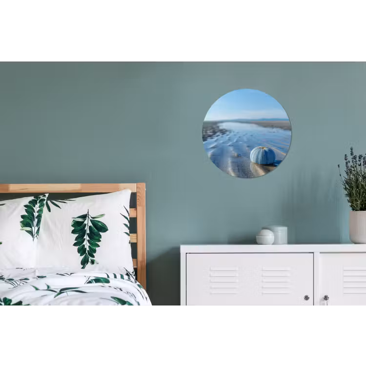 Strand - Schild - Water - Blauw Wandcirkel aluminium klein -slaapkamer