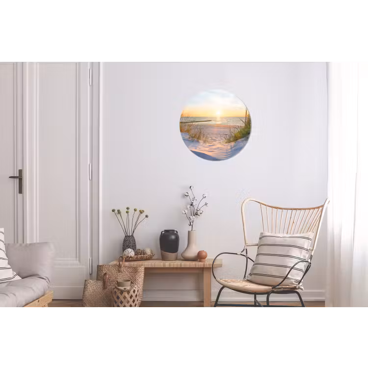 Strand - Zon - Duin - Gras - Zand - Horizon Wandcirkel aluminium klein -woonkamer