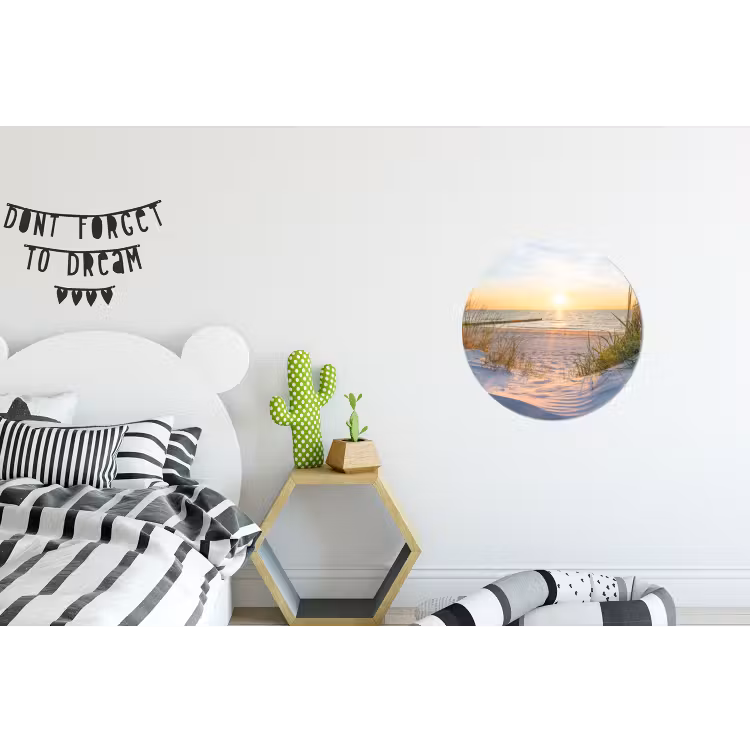 Strand - Zon - Duin - Gras - Zand - Horizon Wandcirkel aluminium klein -kinderkamer