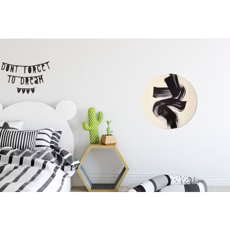 Strepen - Zwart - Abstract Wandcirkel aluminium klein -kinderkamer
