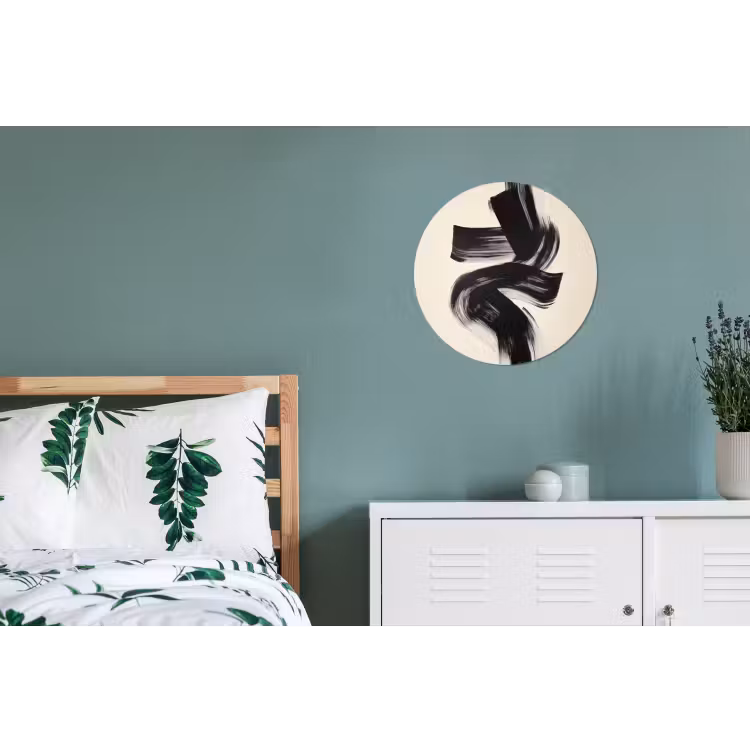 Strepen - Zwart - Abstract Wandcirkel aluminium klein -slaapkamer