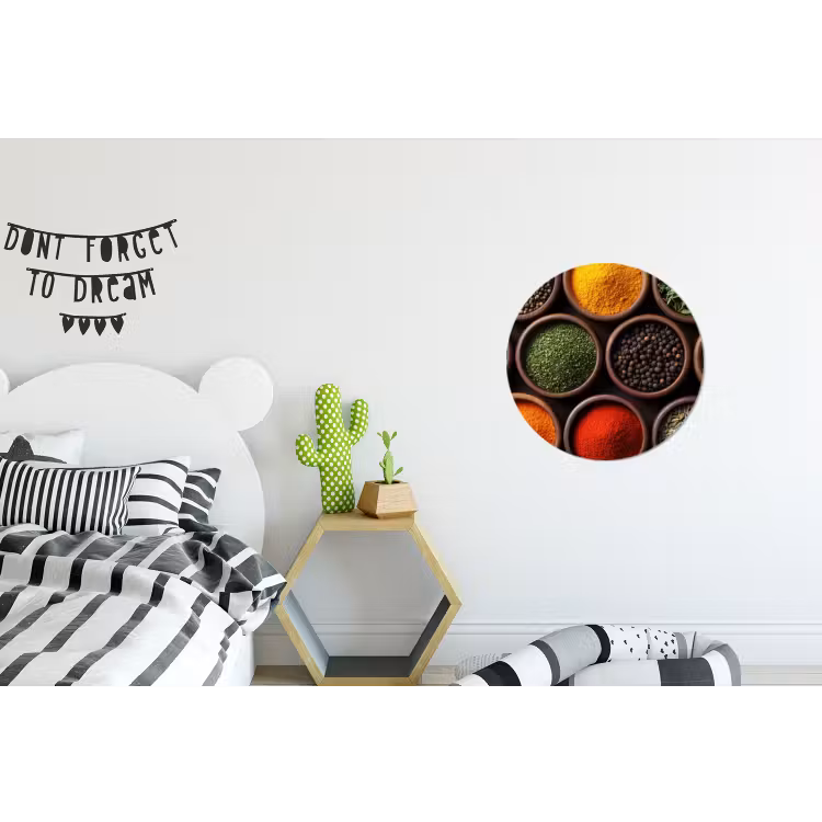 Bakjes - Hout - Kruiden - Kleurrijk Wandcirkel aluminium klein -kinderkamer
