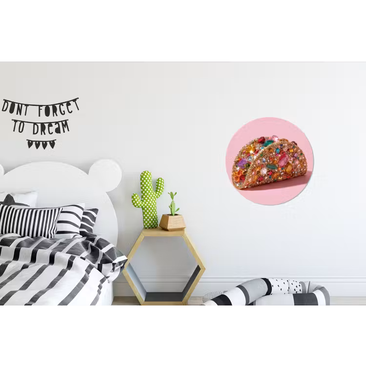 Taco - Kleurrijk - Edelstenen - Goud Wandcirkel aluminium klein -kinderkamer