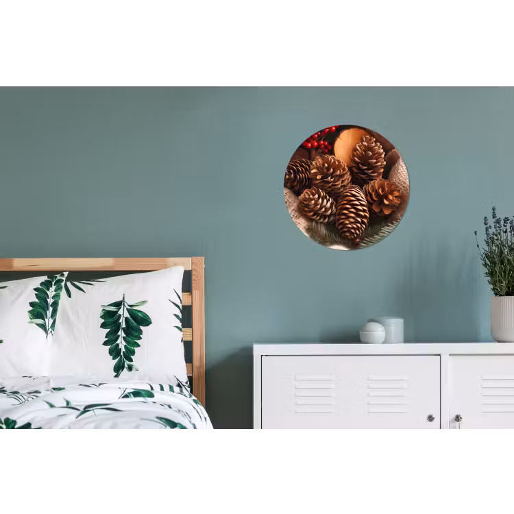 Dennenappels - Boom - Winter - Natuur - Bruin Wandcirkel aluminium klein -slaapkamer