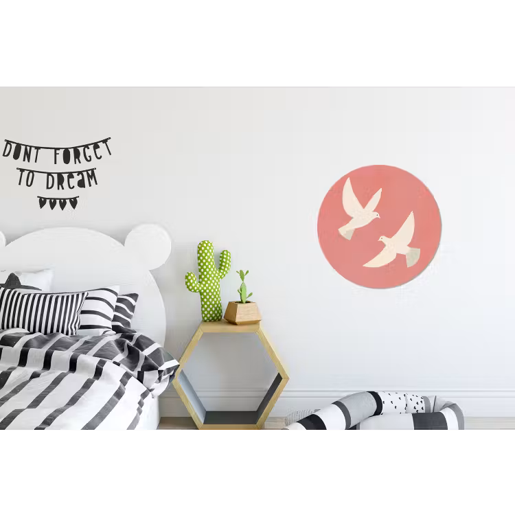 Duiven - Wit - Sierlijk Wandcirkel aluminium klein -kinderkamer
