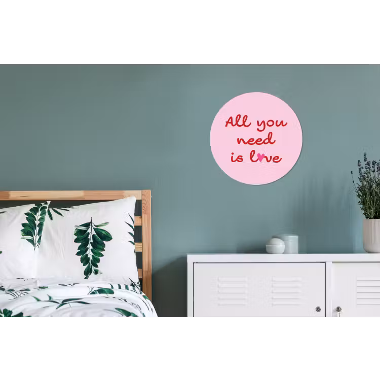 Tekst - Roze - Love - Hart Wandcirkel aluminium klein -slaapkamer