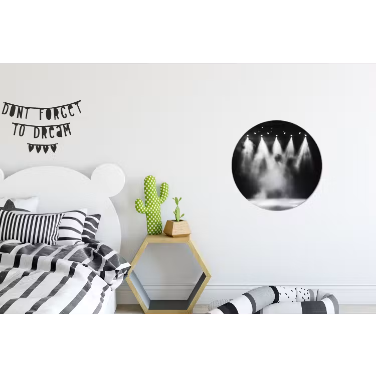 Theaterzaal - Mist - Spotlights - Zwart Wandcirkel aluminium klein -kinderkamer