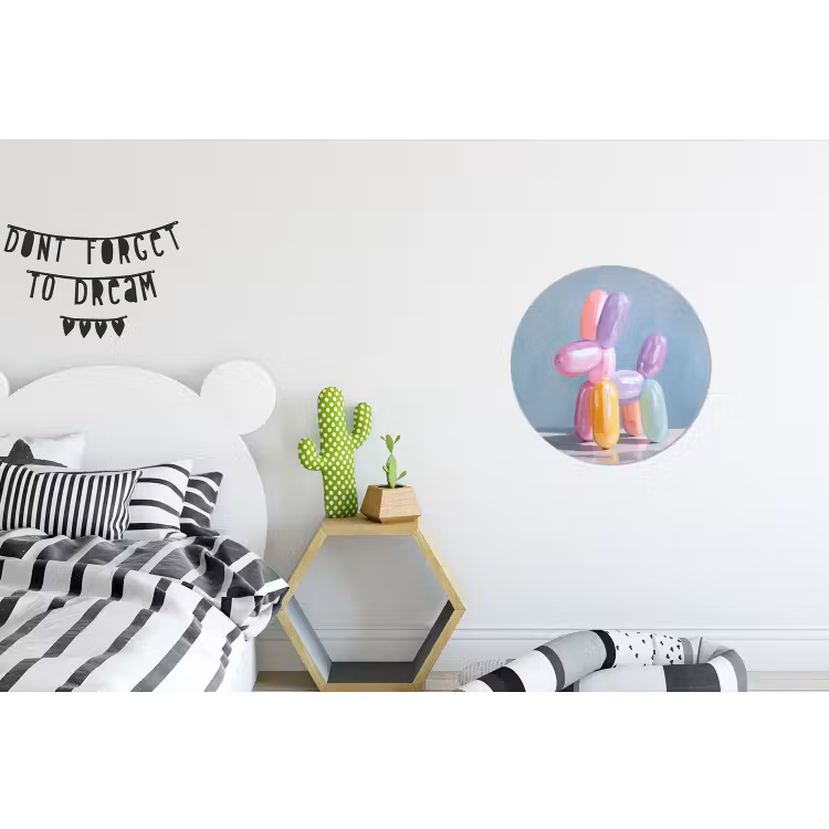 Dier - Ballon - Pasteltinten - Glanzend Wandcirkel aluminium klein -kinderkamer