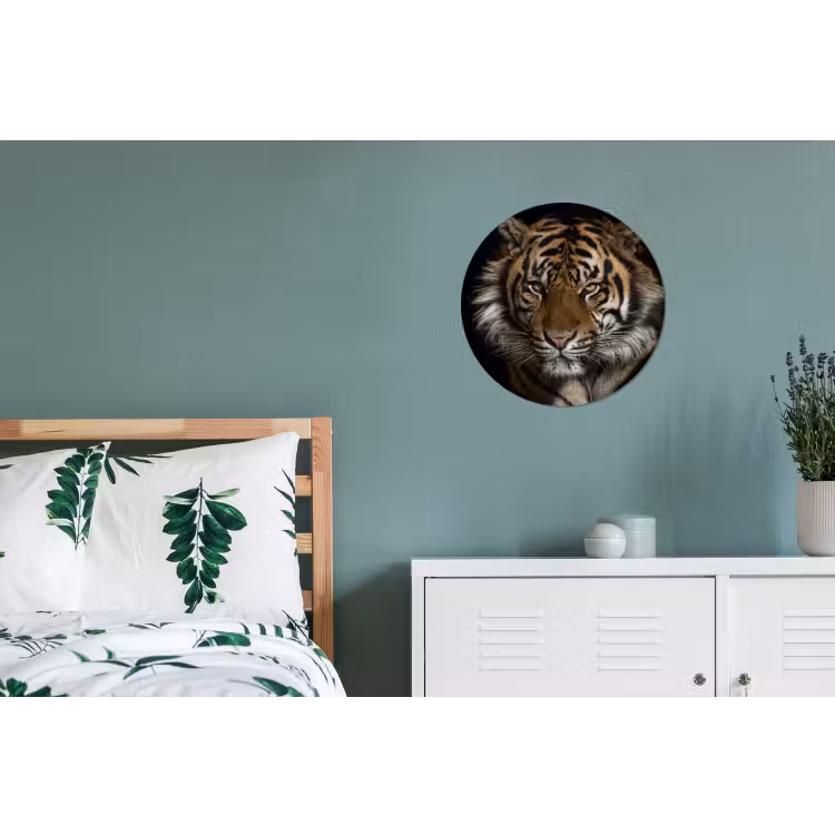 Tijger - Wilde dieren - Portret Wandcirkel aluminium klein -slaapkamer