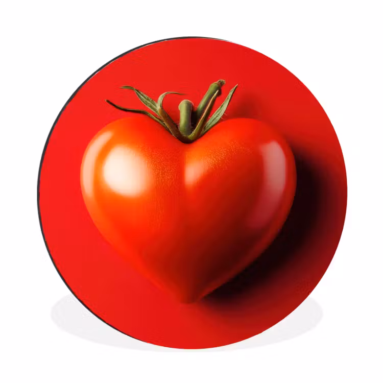 Tomaat - Rood - Hart Wandcirkel aluminium klein -3d
