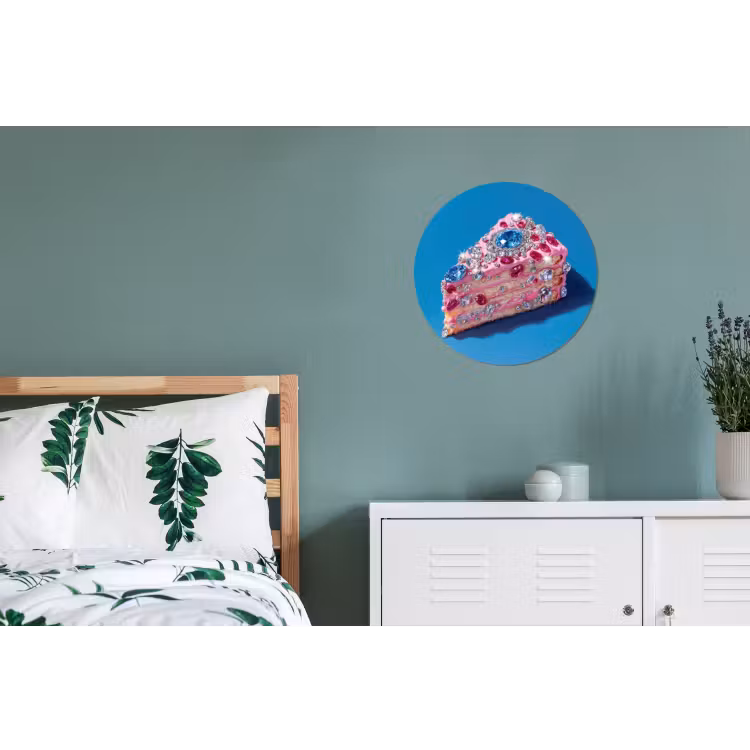 Taart - Edelstenen - Glitters - Roze Wandcirkel aluminium klein -slaapkamer