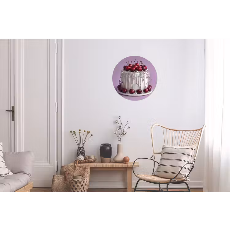 Taart - Kersen - Juwelen - Rood Wandcirkel aluminium klein -woonkamer