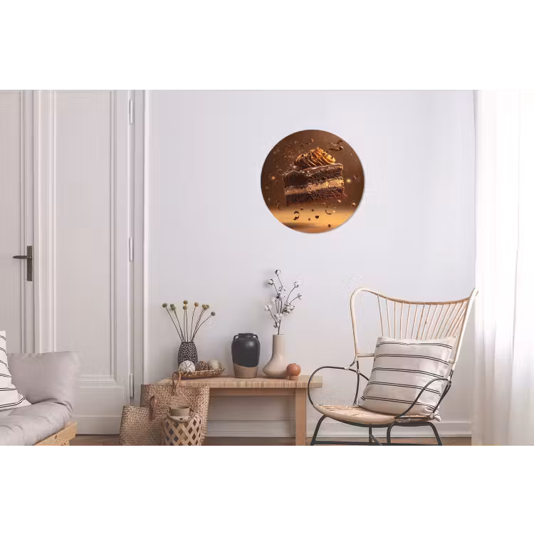 Taart - Chocolade - Eten - Brownie Wandcirkel aluminium klein -woonkamer