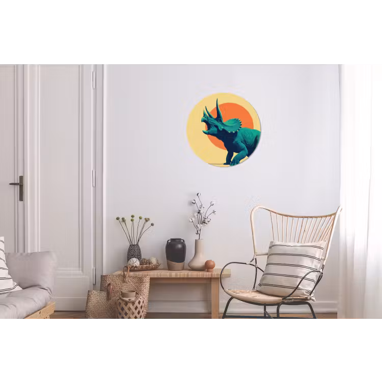 Triceratops - Cirkel - Oranje - Hoorns Wandcirkel aluminium klein -woonkamer