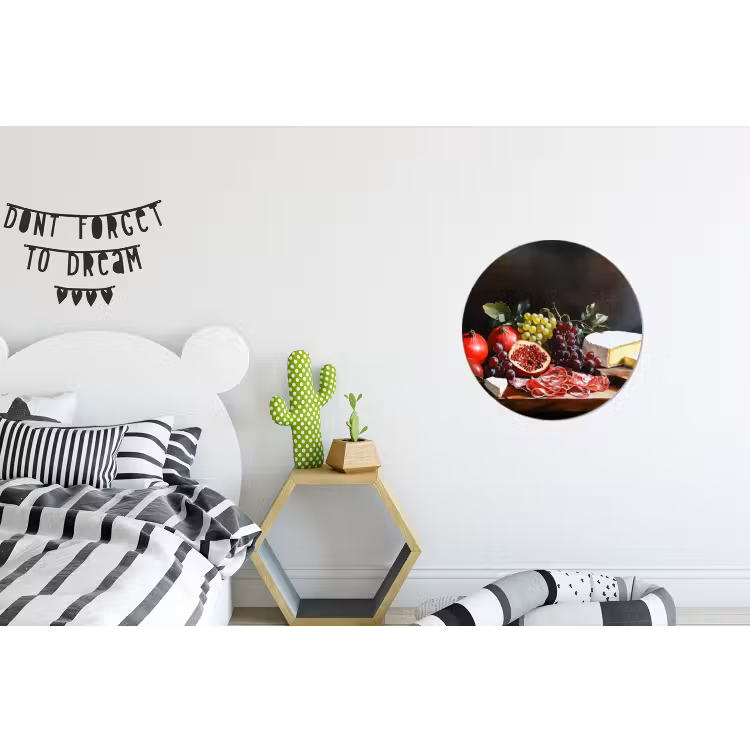 Borrelplank - Stilleven - Vintage Wandcirkel aluminium klein -kinderkamer