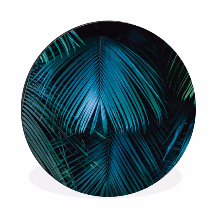 Inductie beschermer - Inductie afdekplaat - Tropical - Jungle - Bladeren - Groen Wandcirkel aluminium klein -3d