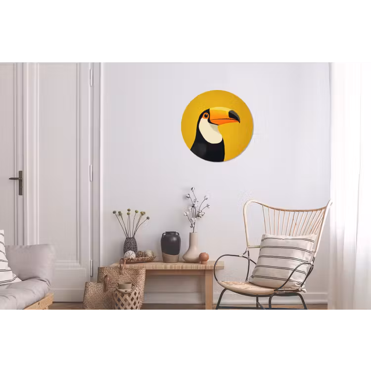 Toekan - Minimalistisch - Snavel - Oranje Wandcirkel aluminium klein -woonkamer