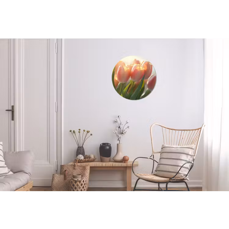 Tulpen - Roze - Zonnestralen Wandcirkel aluminium klein -woonkamer