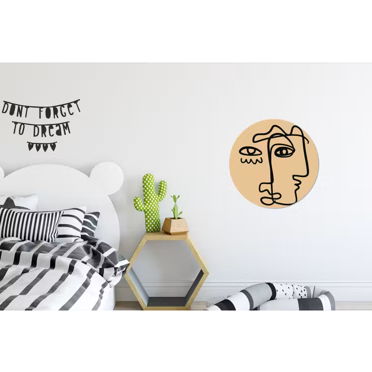 Overlappende profielen - Lichtbruin - Zwart Wandcirkel aluminium klein -kinderkamer