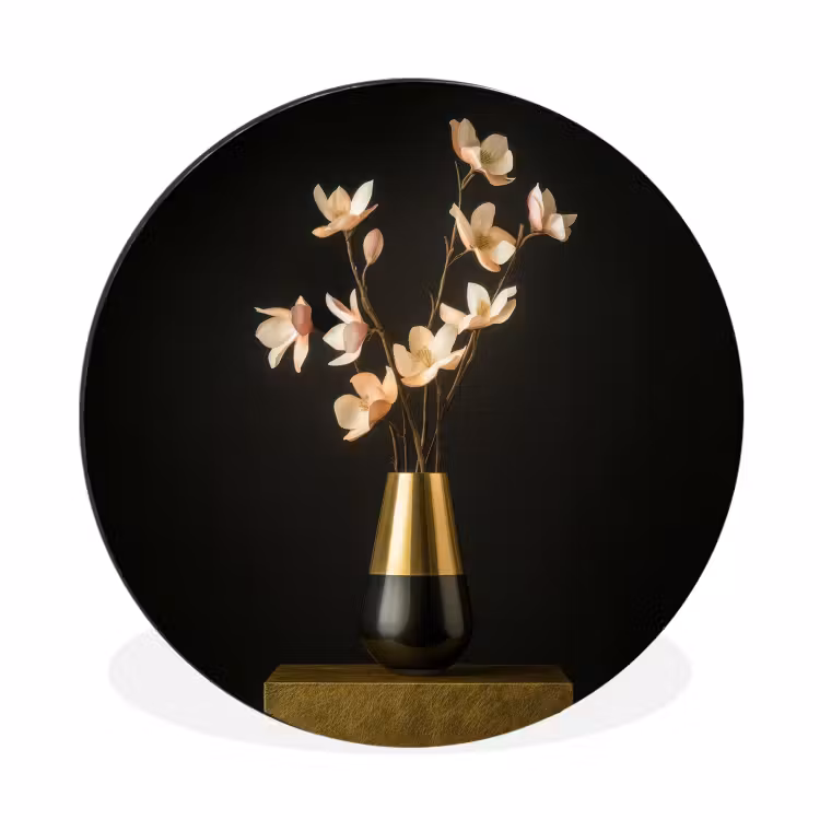 Sierlijk - Boeket - Goud - Vaas Wandcirkel aluminium klein -3d