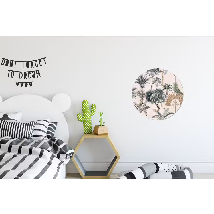 Inductie afdekplaat - Vintage - Jungle - Dieren - Natuur - Inductie beschermer Wandcirkel aluminium klein -kinderkamer