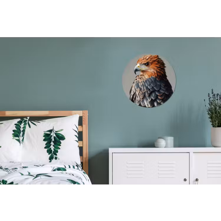 Vogel - Realistisch - Veren - Bruin Wandcirkel aluminium klein -slaapkamer