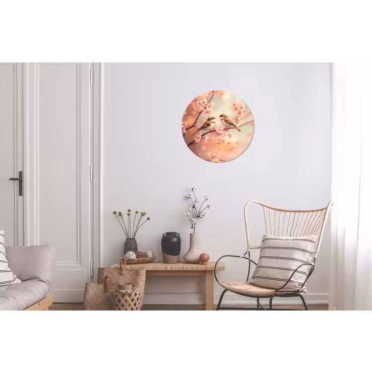 Vogels - Romantic - Bloesemtak Wandcirkel aluminium klein -woonkamer