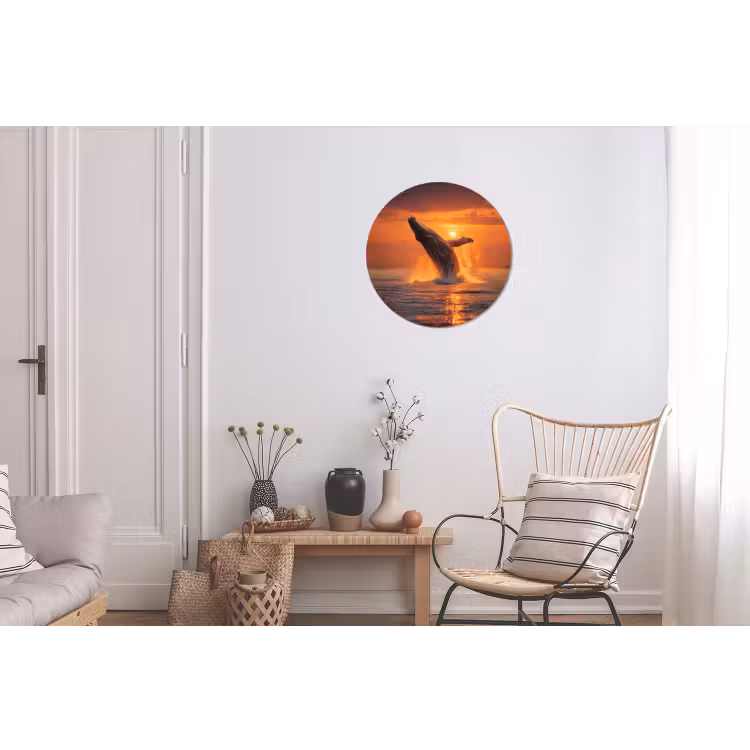 Walvis - Zon - Zee Wandcirkel aluminium klein -woonkamer